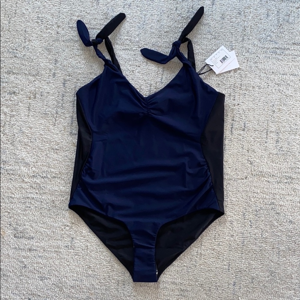 Hatch Blue/Black Mallorca Maillot Bathing Suit NWT